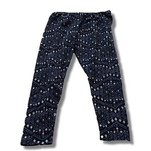 Garage Boho Blue Black White Cropped Leggings Large
